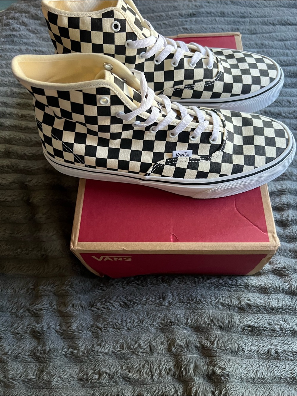 Vans Kids High-Top Checkerboard Canvas Sneakers - Black & White